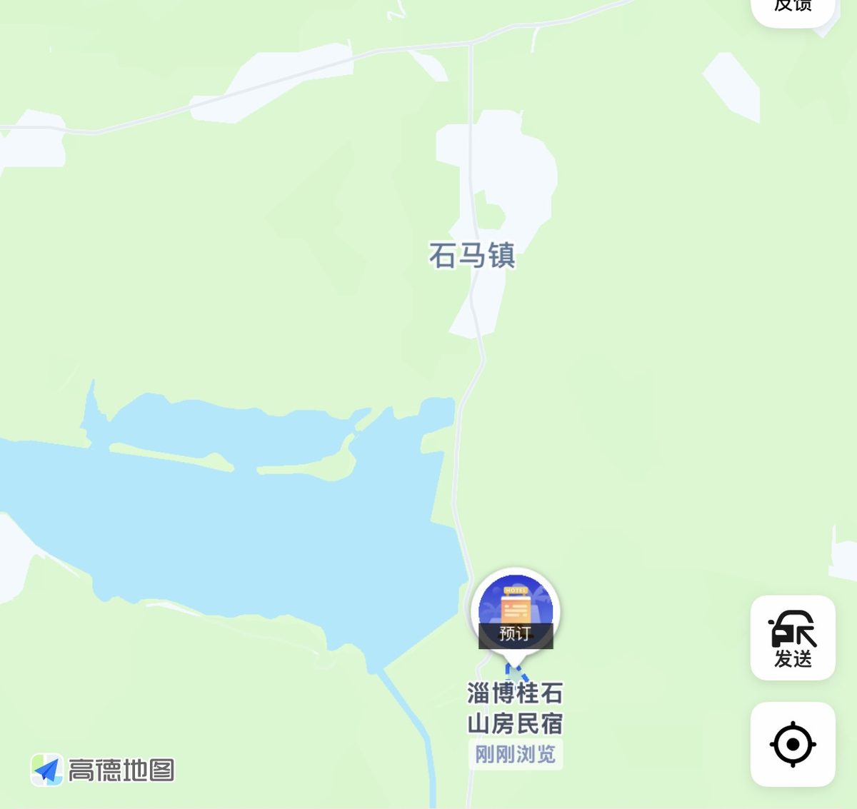 淄博桂石山房民宿位置图（五阳湖畔）